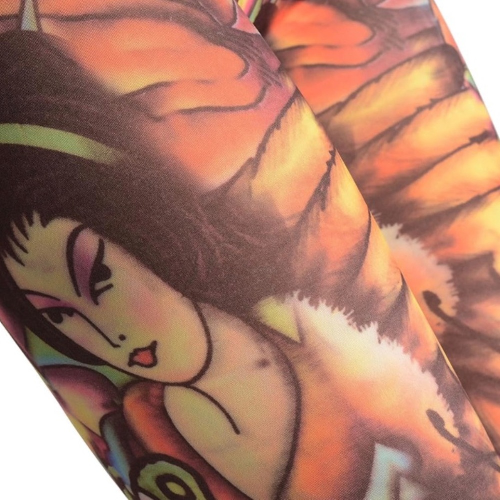 New, A Girl with Flowers Tattoo - Leggings Multicoloured One Size - Picture 4 of 5